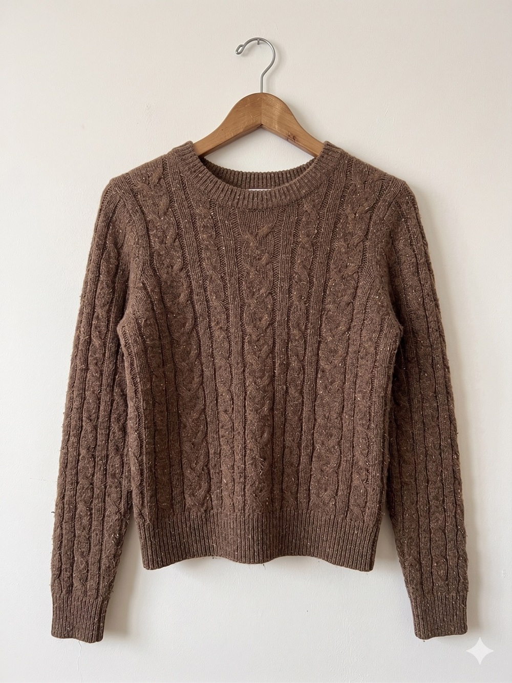 Banana Republic Chestnut Brown Cable Knit Crewneck Sweater
